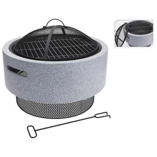 ProGarden Vuurschaal Met Barbecuerooster Rond 52x18,5 Cm Lichtgrijs -BBQ En Tuin Verkoop 1000088305